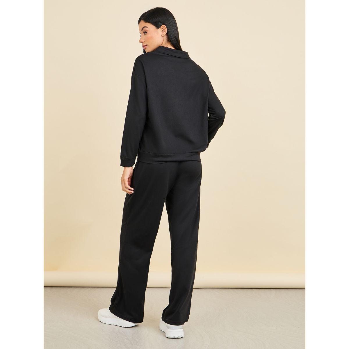مجموعة من بنطال مع بلوزة بسحَّاب غلق-women-clothing-coordsets-image-5