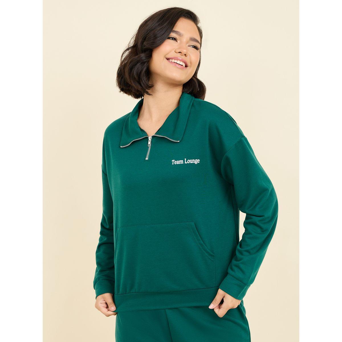 Styli Unwind Slogan Print Zip Up Top & Short Lounge Set-women-clothing-coordsets-image-2