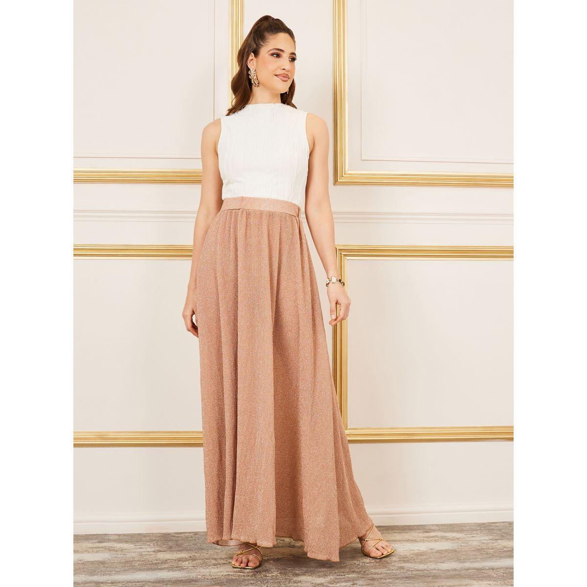 Styli Shimmer Pleated Knitted A-Line Maxi Skirt-women-clothing-bottoms-skirts-image-2
