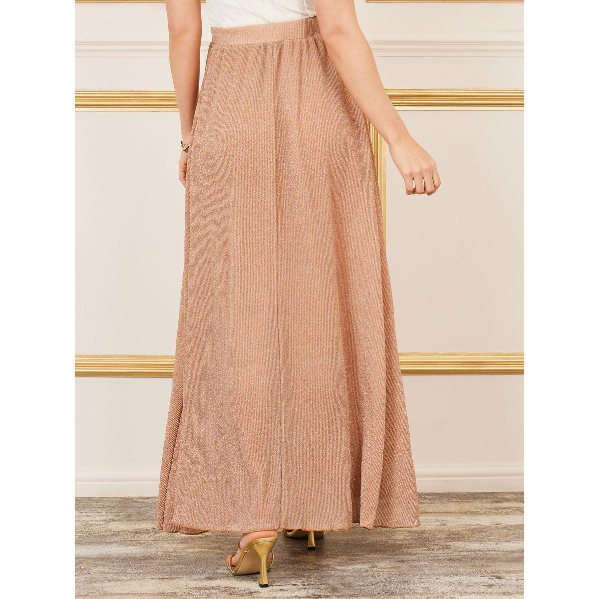 Styli Shimmer Pleated Knitted A-Line Maxi Skirt-women-clothing-bottoms-skirts-image-4