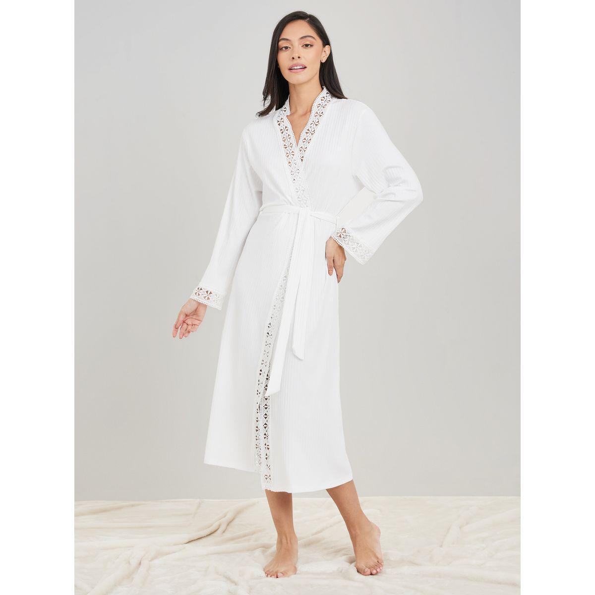 روب مضلع بتفاصيل دانتيل وحزام خصر-women-clothing-nightwear-robes-image-1