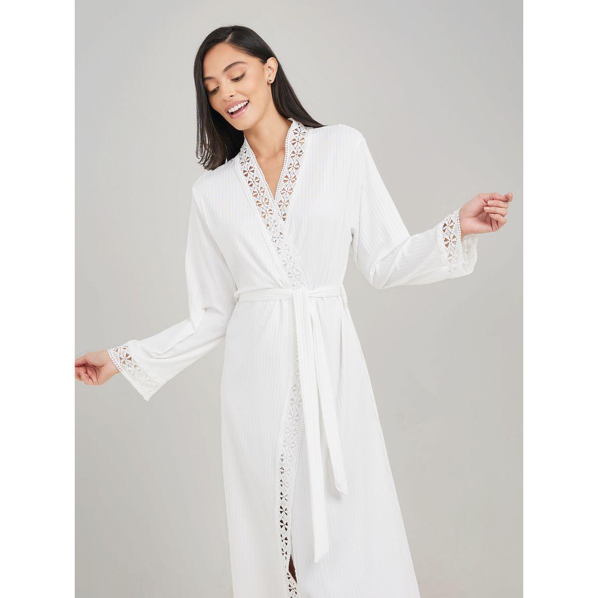 روب مضلع بتفاصيل دانتيل وحزام خصر-women-clothing-nightwear-robes-image-2