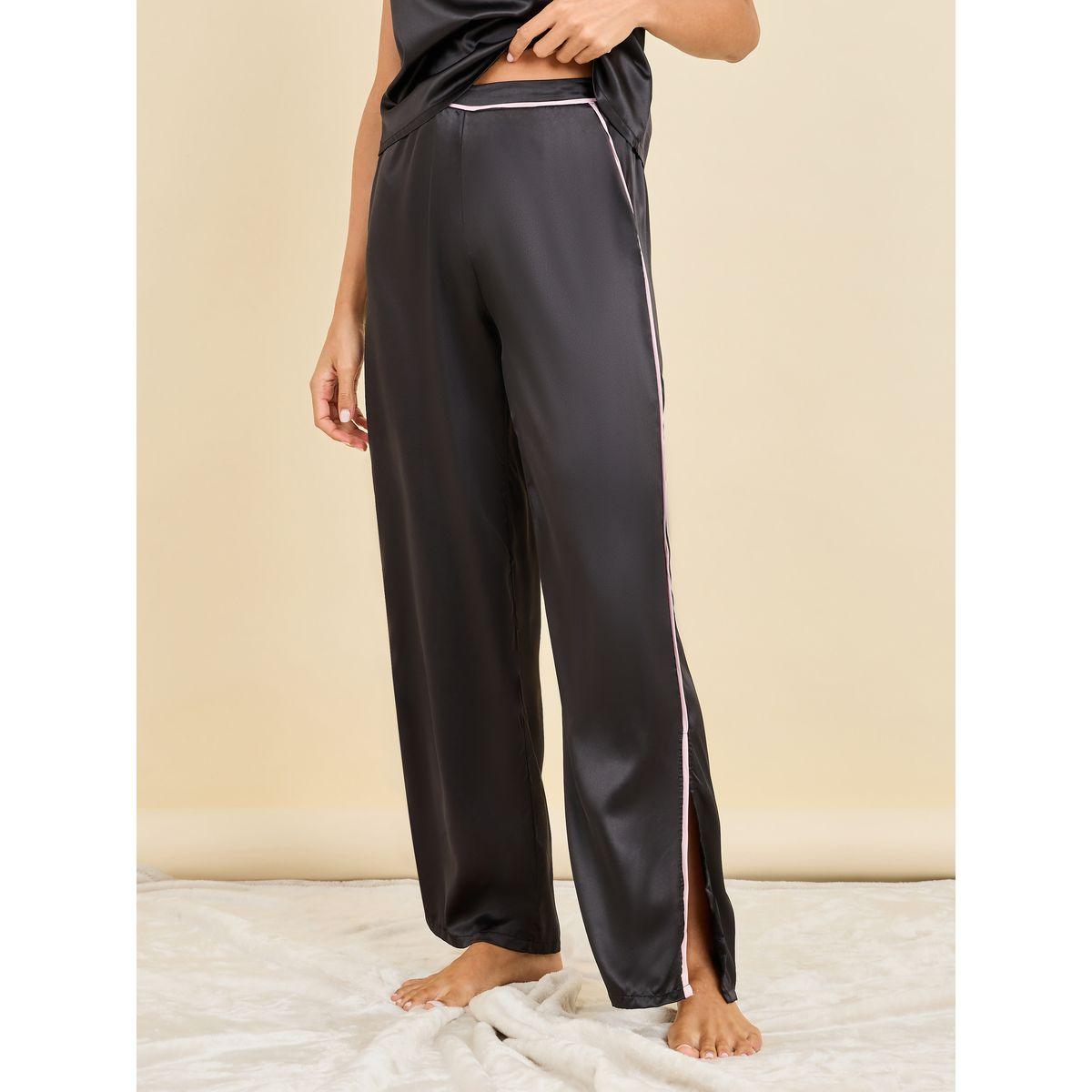 Styli Unwind Satin Contrast Piped Cami and Wide Leg Pant with Side Slit Set-women-clothing-nightwear-pyjamas-longsets-image-4