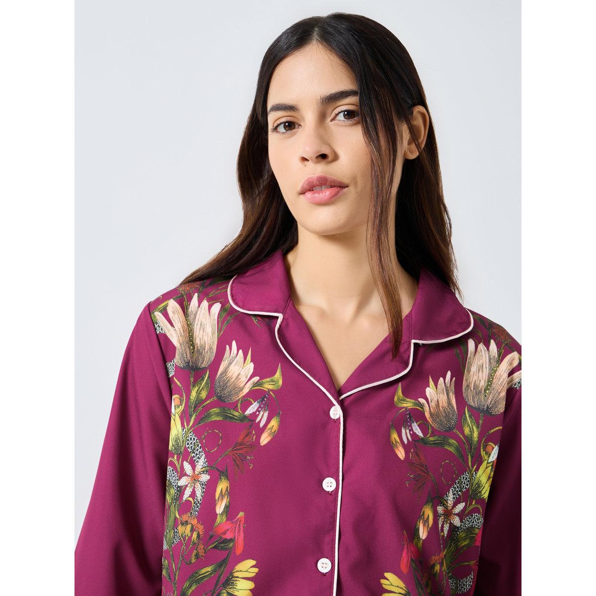 طقم من بنطال بيجاما وبلوزة بطبعة زهور-women-clothing-nightwear-pyjamas-longsets-image-5