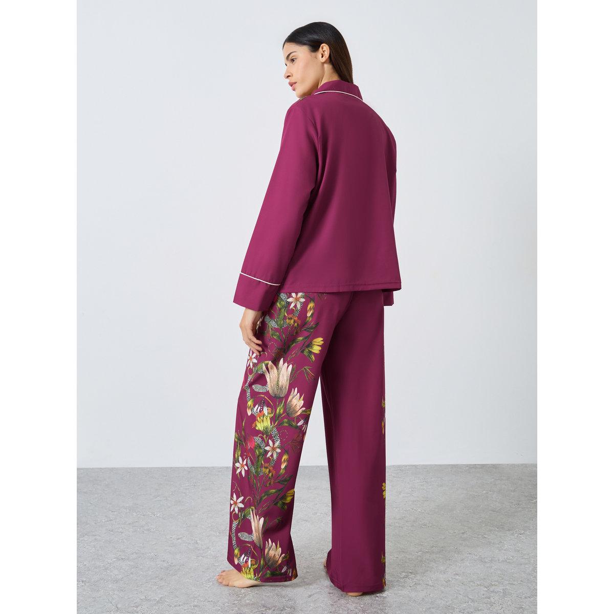 طقم من بنطال بيجاما وبلوزة بطبعة زهور-women-clothing-nightwear-pyjamas-longsets-image-7