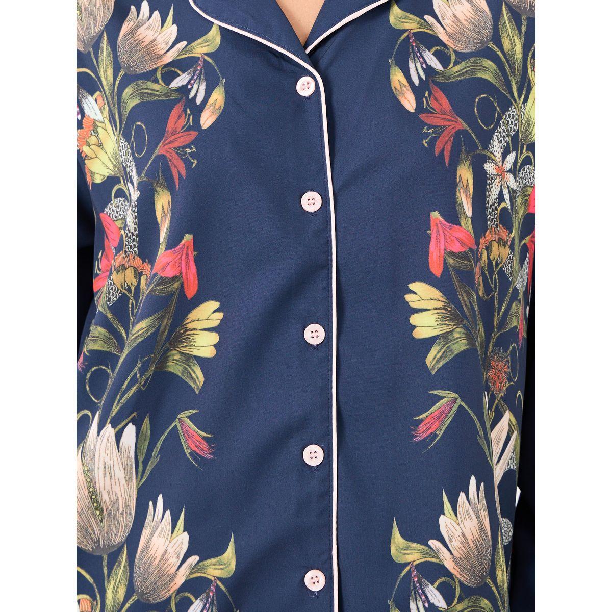 طقم من بنطال بيجاما وبلوزة ساتان بطبعة زهور-women-clothing-nightwear-pyjamas-longsets-image-4
