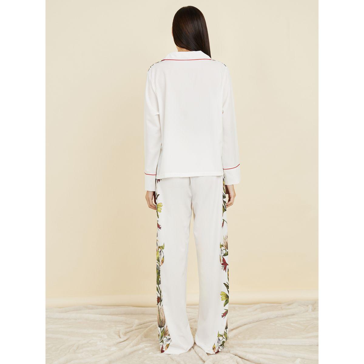 طقم من بنطال بيجاما مع بلوزة ساتان بطبعة زهور-women-clothing-nightwear-pyjamas-longsets-image-5