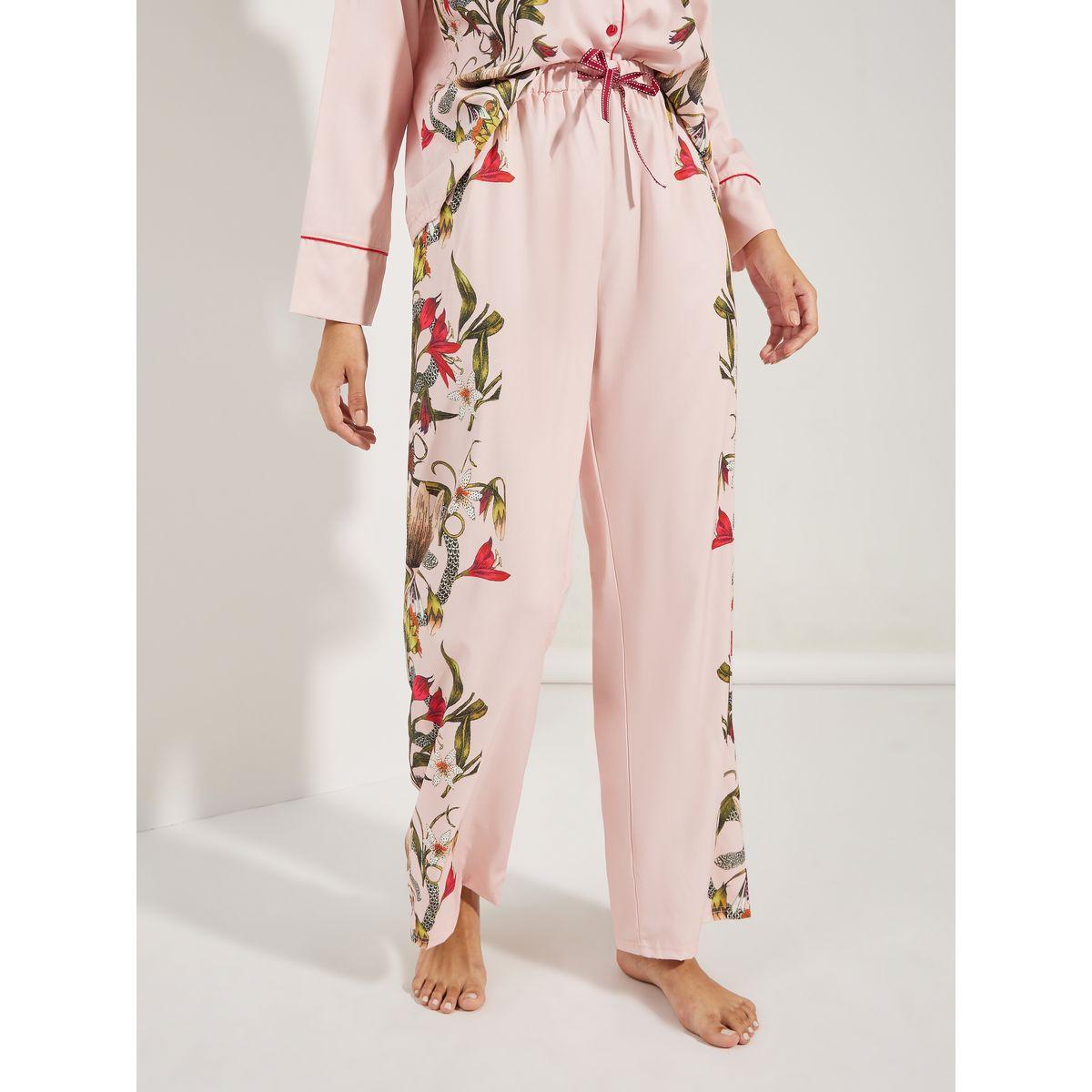 Styli Unwind Satin Floral Print Piped Trim Detail Shirt & Pyjama Set-women-clothing-nightwear-pyjamas-longsets-image-6