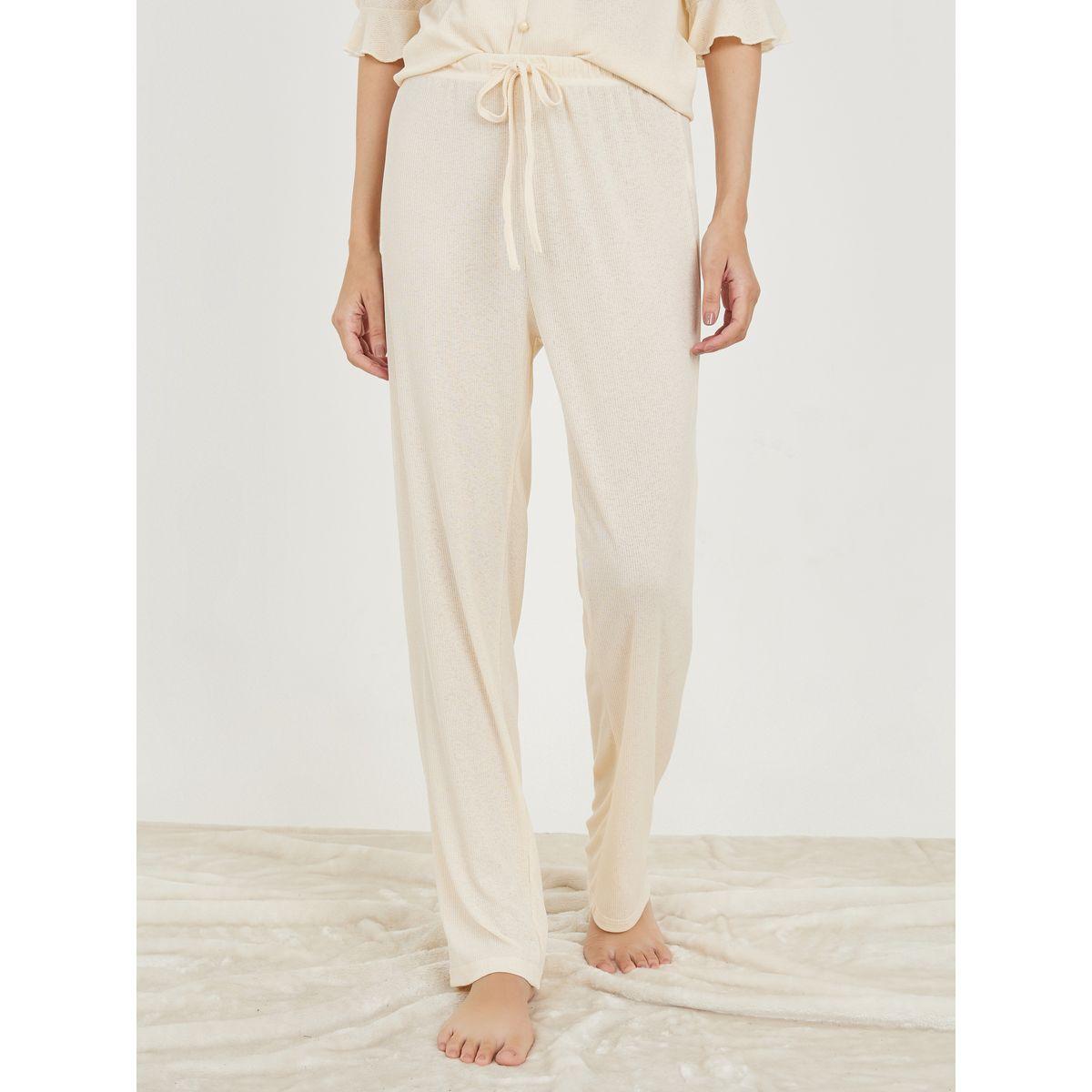 Styli Unwind Ribbed Ruffle Hem Sleeves Shirt and Pyjama Set-women-clothing-nightwear-pyjamas-longsets-image-6