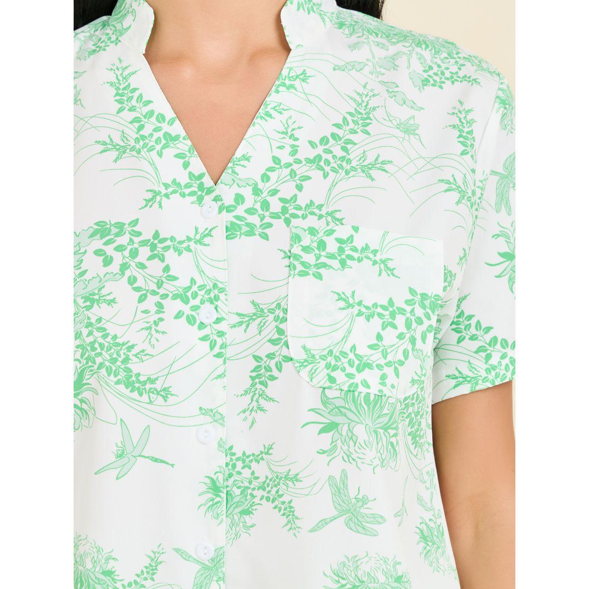 Styli Unwind All Over Leaf Print Shirt & Pyjama Set-women-clothing-nightwear-pyjamas-longsets-image-4
