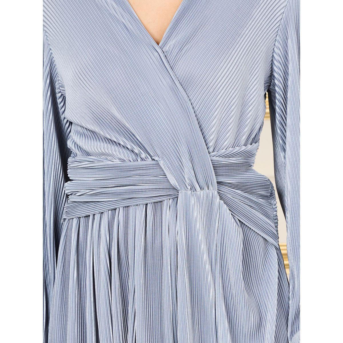 Styli Plisse V Neck A-Line Midi Dress-women-clothing-dresses-image-3