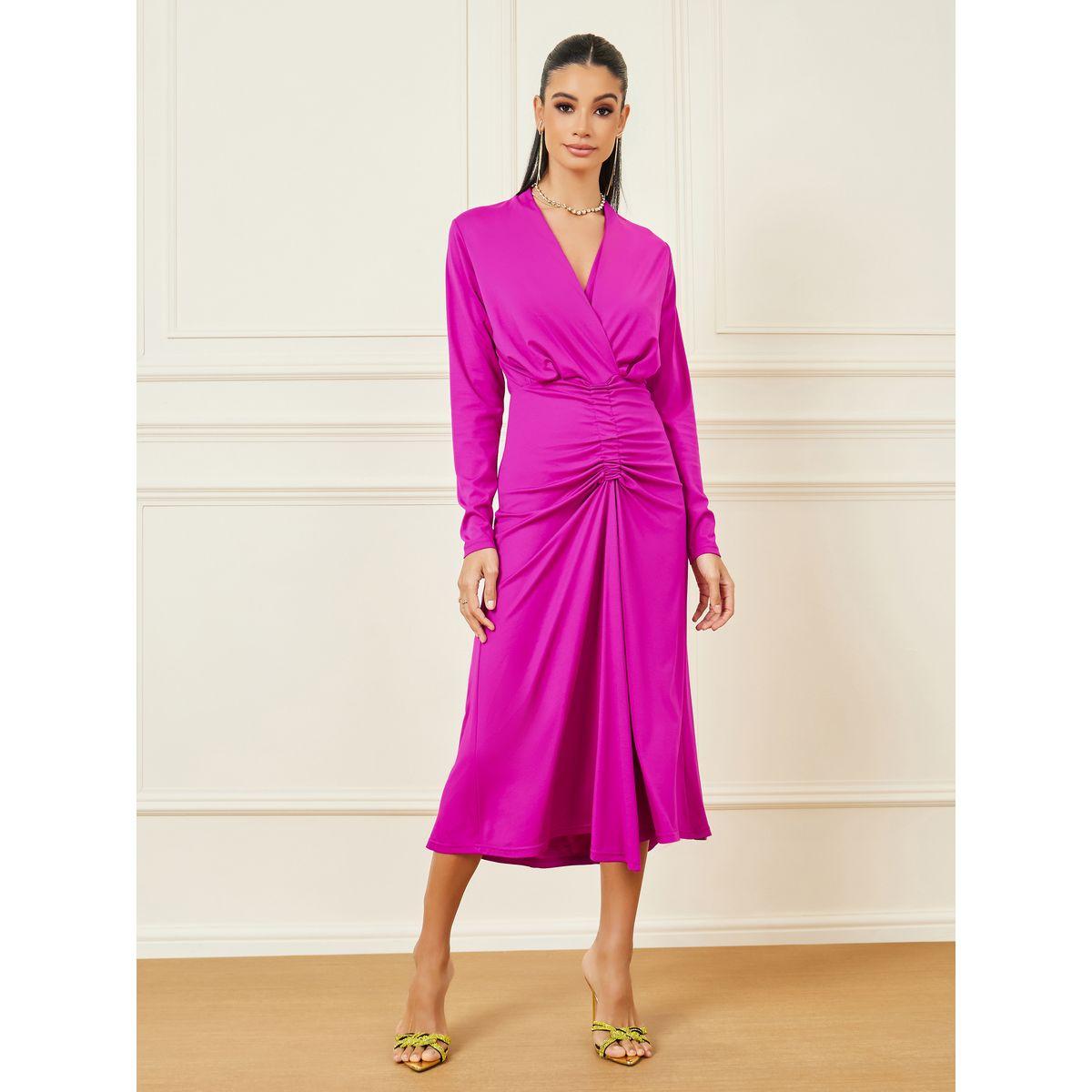 Styli Ruched Detail A-Line Midi Dress-women-clothing-dresses-image-1