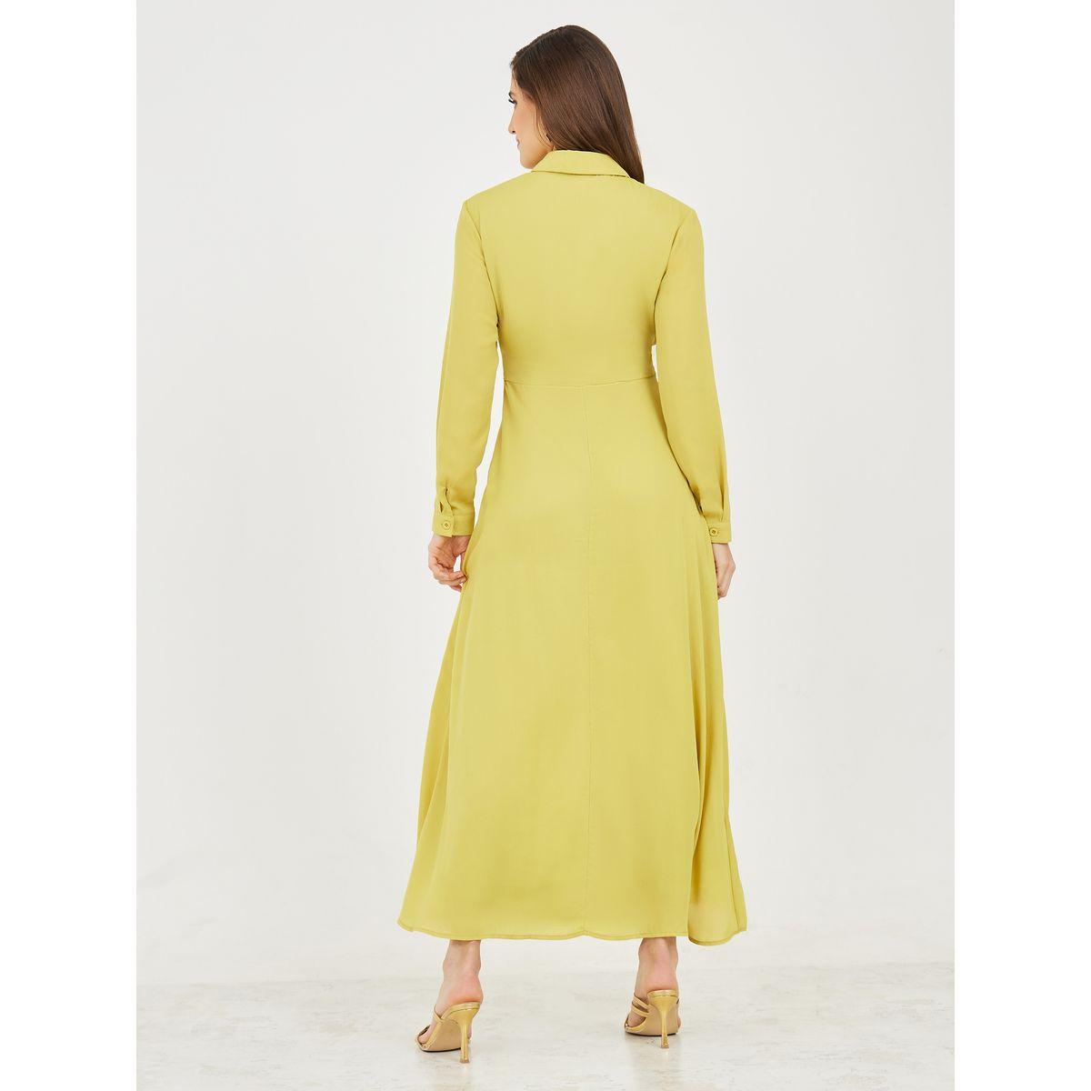 فستان طويل بتفاصيل ملفوفة وازرار غلق-women-clothing-dresses-image-4