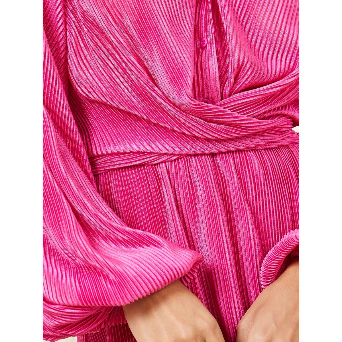 Styli Plisse Button Closure Collared A-Line Midi Dress-women-clothing-dresses-image-3
