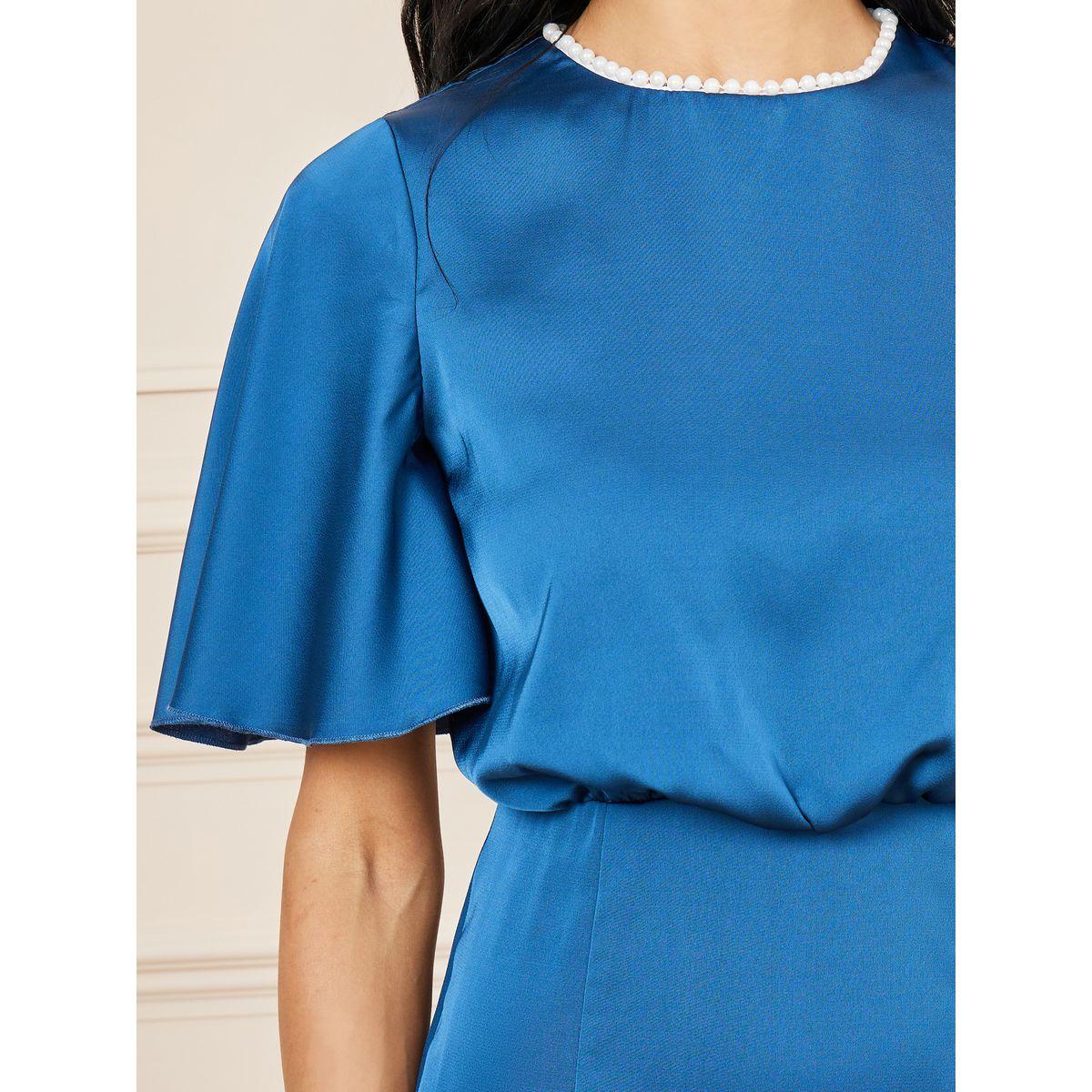 Styli Satin High Neck Ruffle Asymmetric Hem Shift Dress-women-clothing-dresses-image-3