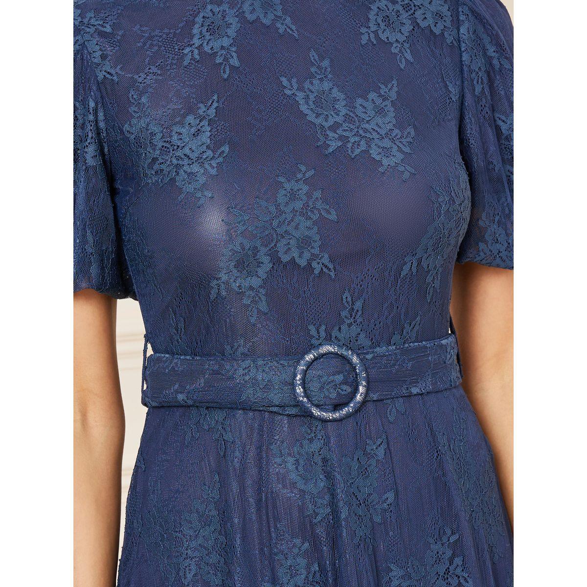 فستان ميدي بحافة غير متماثلة الطول مع حزام-women-clothing-dresses-image-3