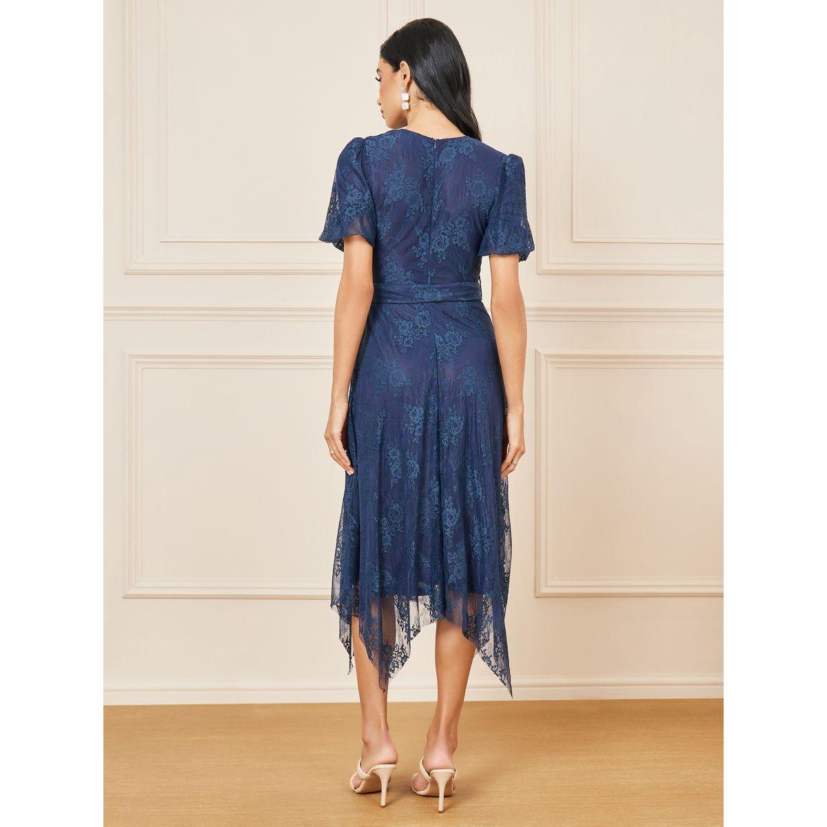 فستان ميدي بحافة غير متماثلة الطول مع حزام-women-clothing-dresses-image-4