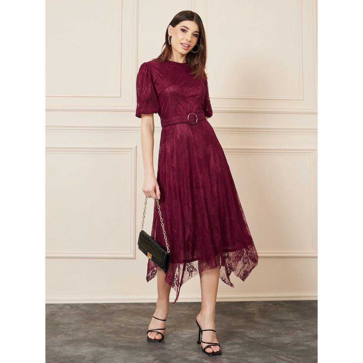 فستان ميدي بحافة غير متماثلة الطول-women-clothing-dresses-image-1