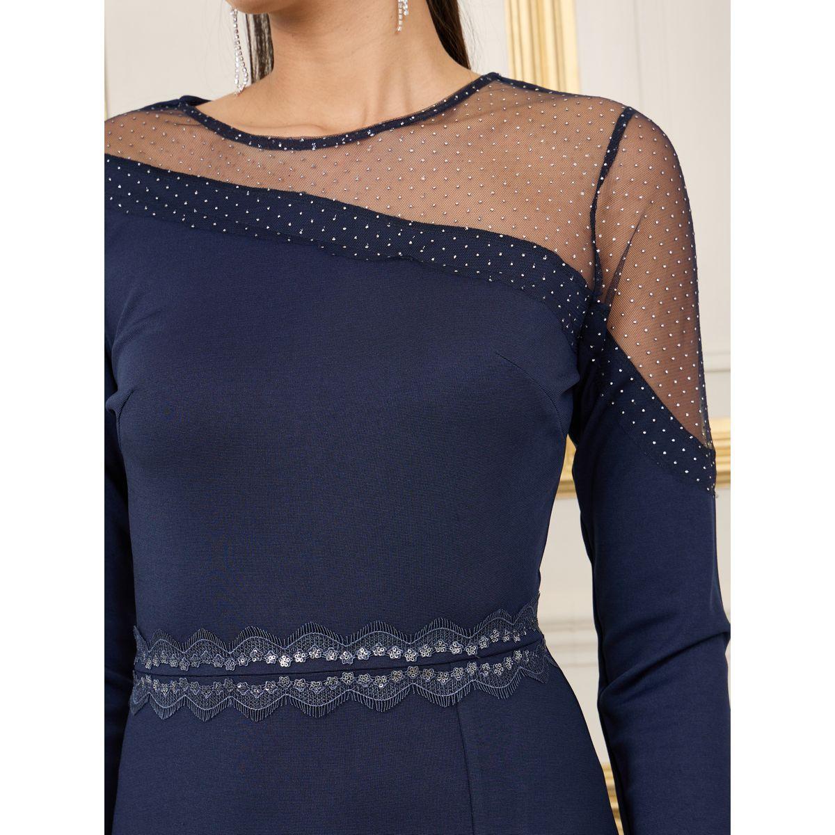 فستان طويل بحافة واسعة وتداخلات شبكية-women-clothing-dresses-image-3