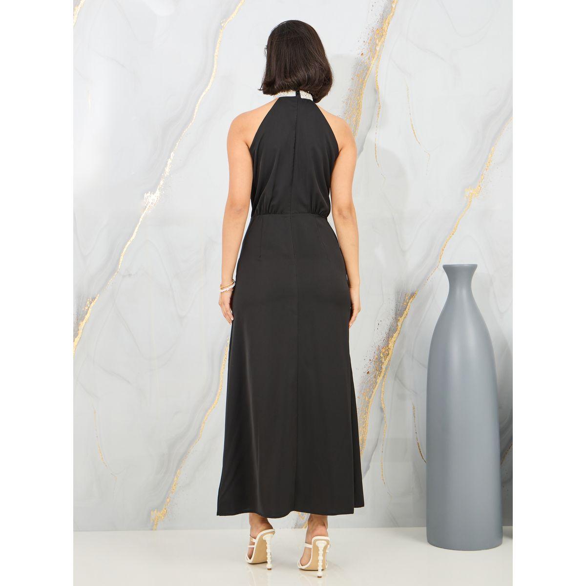 فستان طويل مزين بلؤلؤ مع ياقة هولتر-women-clothing-dresses-image-4