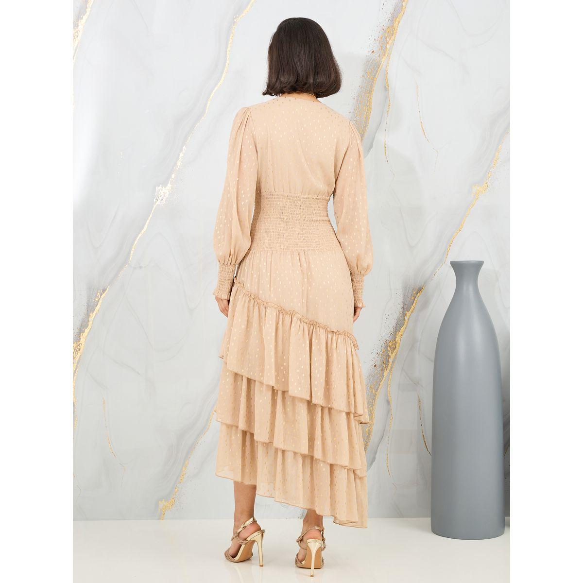 فستان ميدي بتفاصيل كشكش وطبعة فويل-women-clothing-dresses-image-4