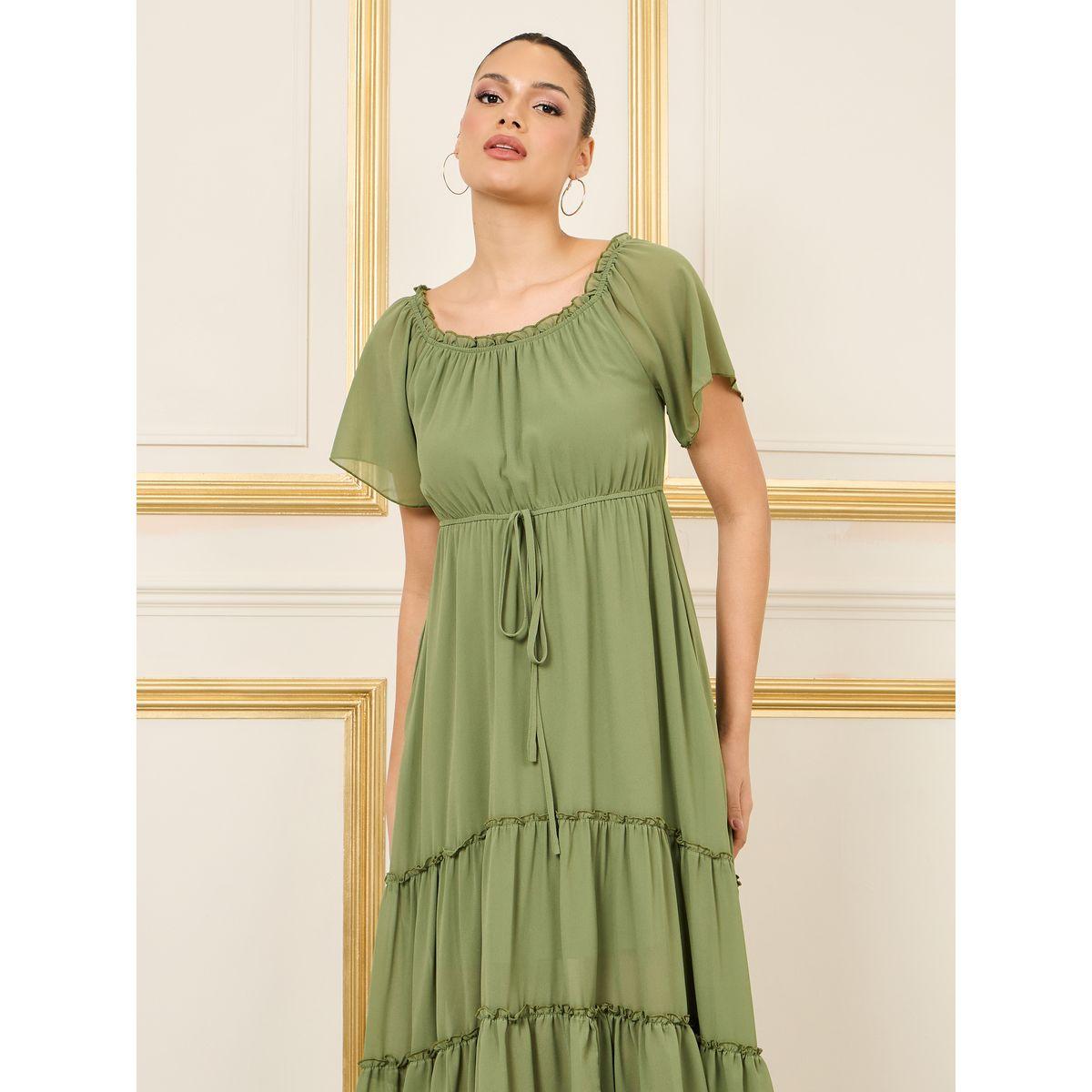 Styli Ruffle Detail A-Line Shift Midi Dress-women-clothing-dresses-image-2
