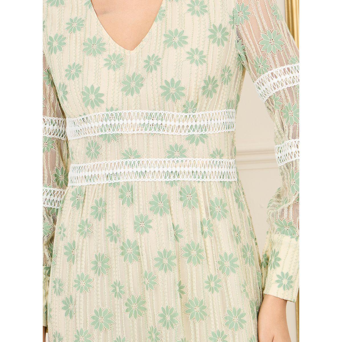 Styli Floral Print Lace Detail Mesh Insert Tiered Midi Dress-women-clothing-dresses-image-3