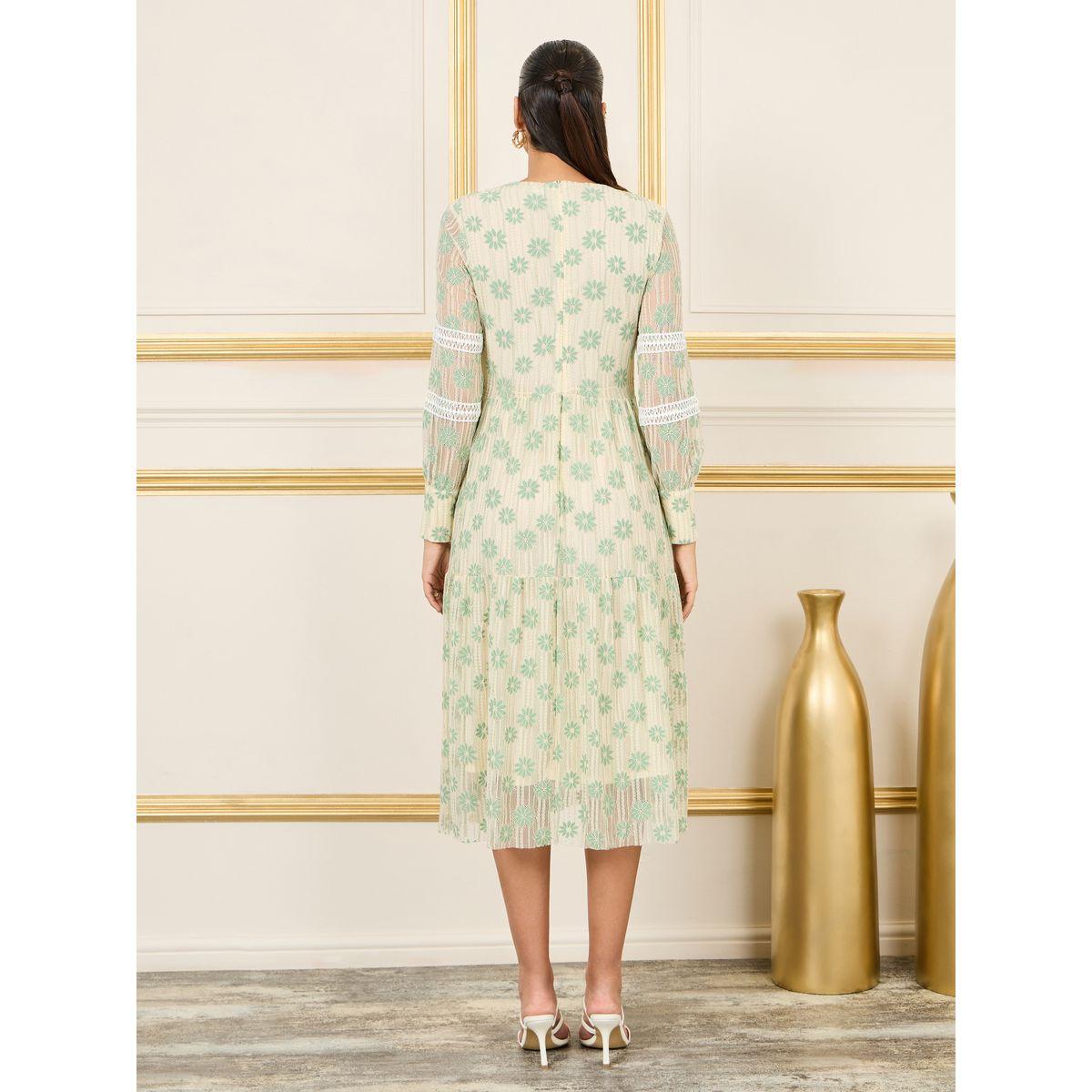 Styli Floral Print Lace Detail Mesh Insert Tiered Midi Dress-women-clothing-dresses-image-4