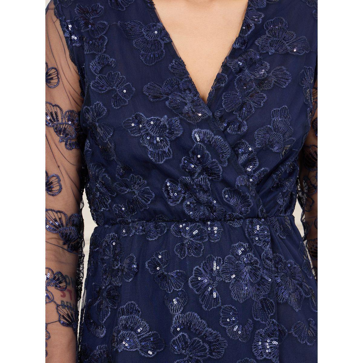 Styli Embroidered Sequin Detail Mesh Sleeves Midi Dress-women-clothing-dresses-image-3
