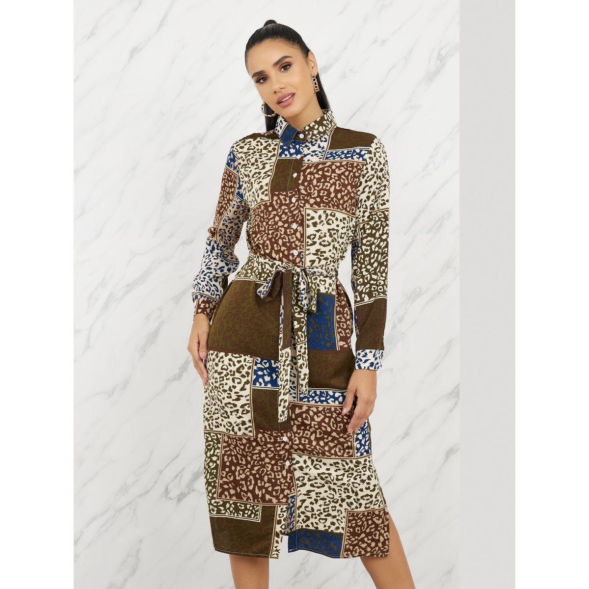فستان ميدي مطبع بطبعة حيوان-women-clothing-dresses-image-2
