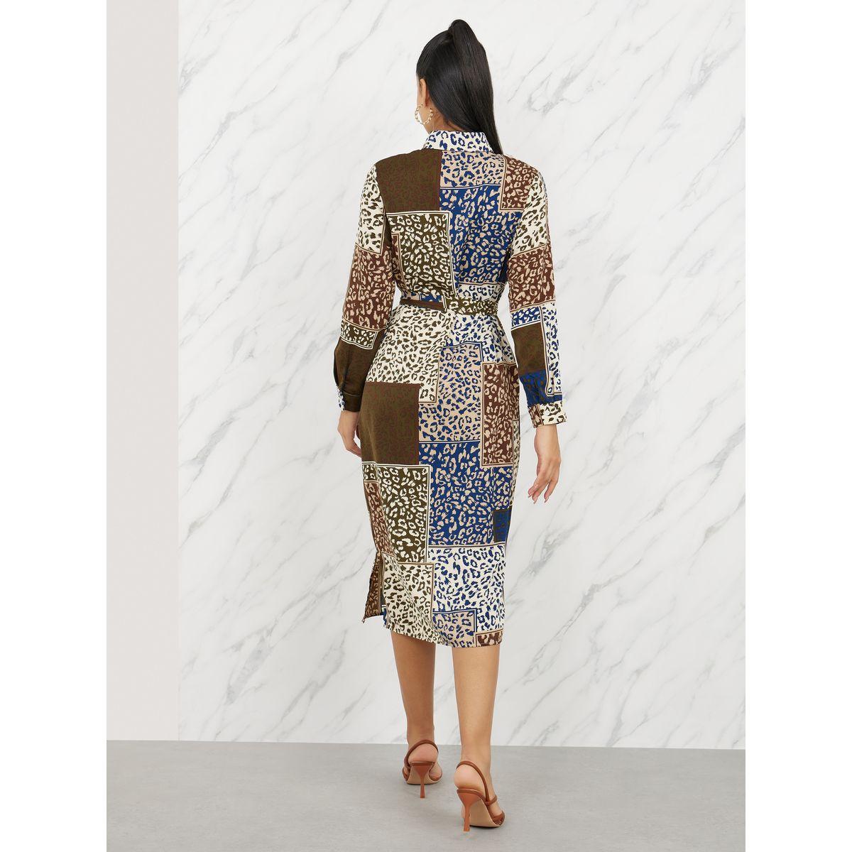 Styli Animal Print Self Tie Up Shirt Midi Dress-women-clothing-dresses-image-4