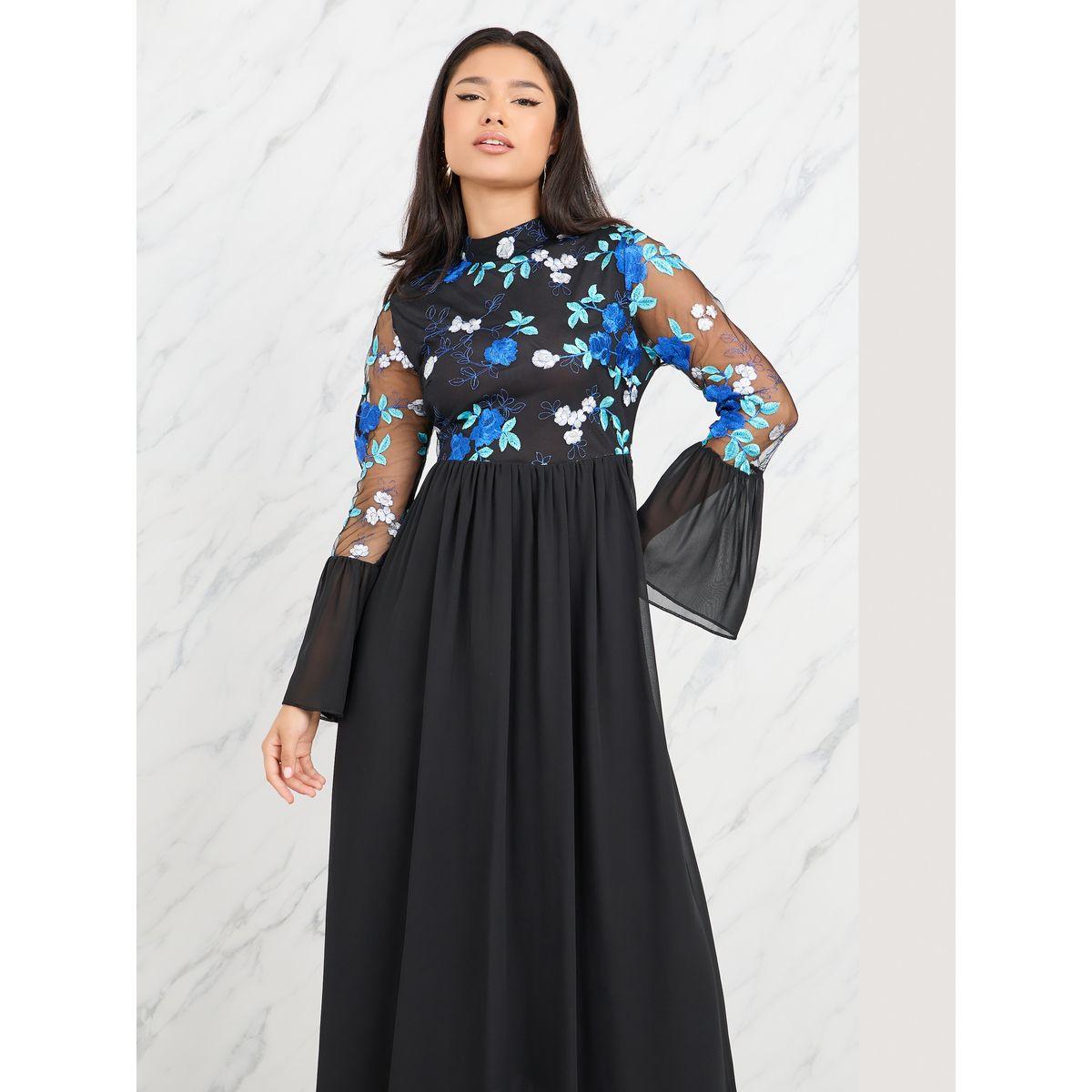 فستان طويل بحافة واسعة واكمام قلوت-women-clothing-dresses-image-2