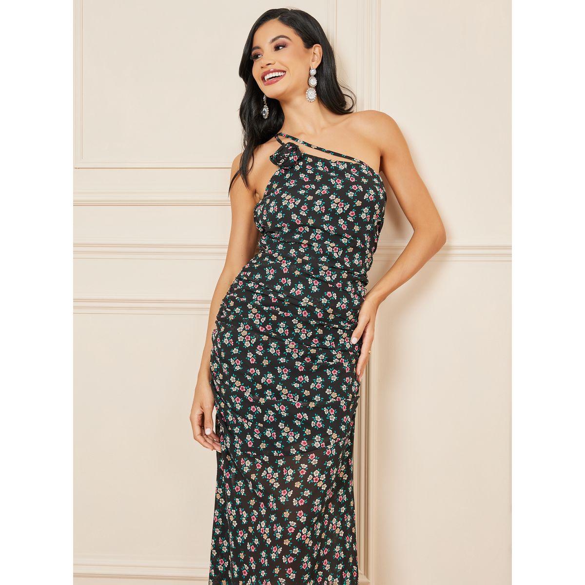 Styli Ditsy Print One Shoulder Sheath Maxi Dress-women-clothing-dresses-image-2