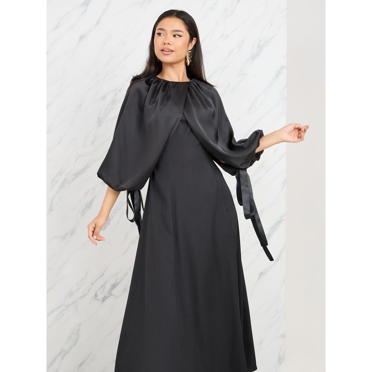 فستان طويل بحافة واسعة واكمام فوليوم-women-clothing-dresses-image-2