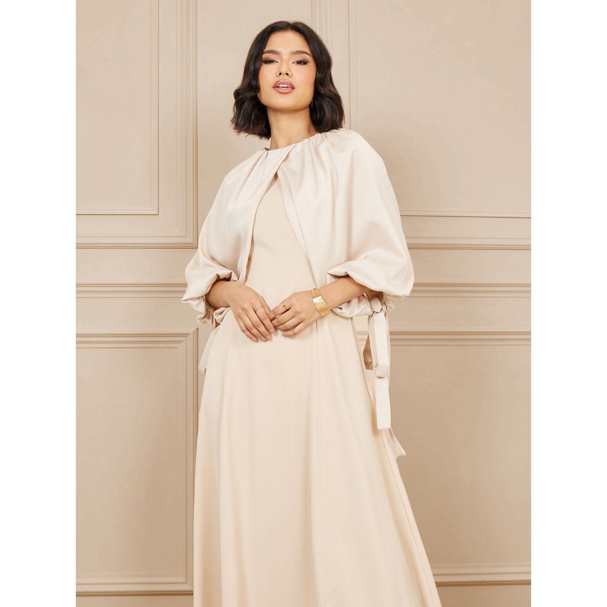 فستان طويل باكمام بالون مع اربطة-women-clothing-dresses-image-2