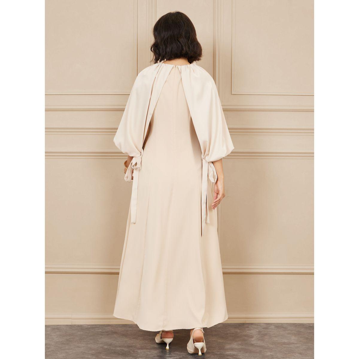 فستان طويل باكمام بالون مع اربطة-women-clothing-dresses-image-4
