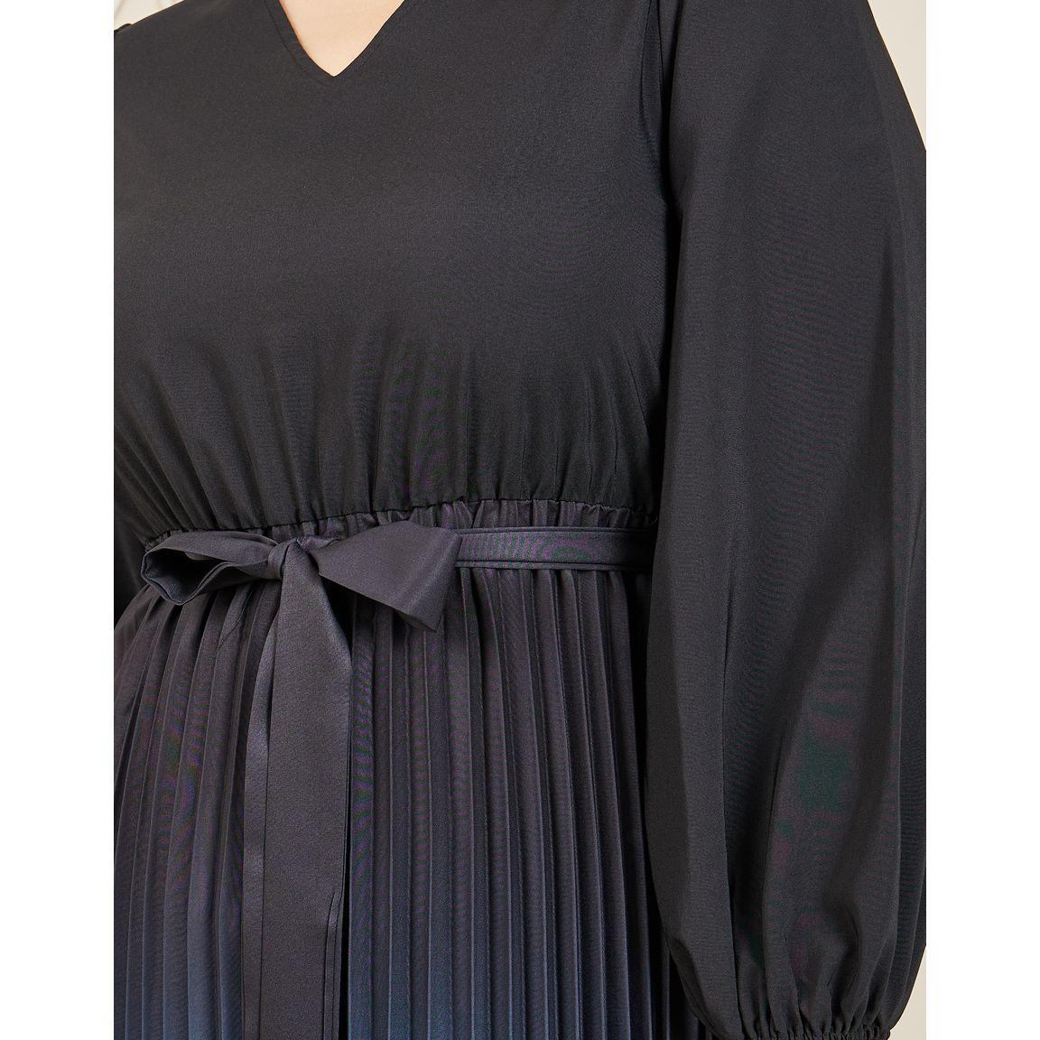Styli Plus Colorblock Plisse Self Tie Up A-Line Midi Dress-women-clothing-dresses-image-3