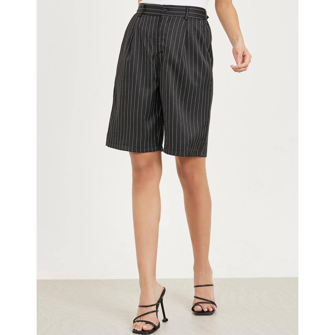 Styli Pinstriped Shorts with Pockets-women-clothing-bottoms-shorts-image-2