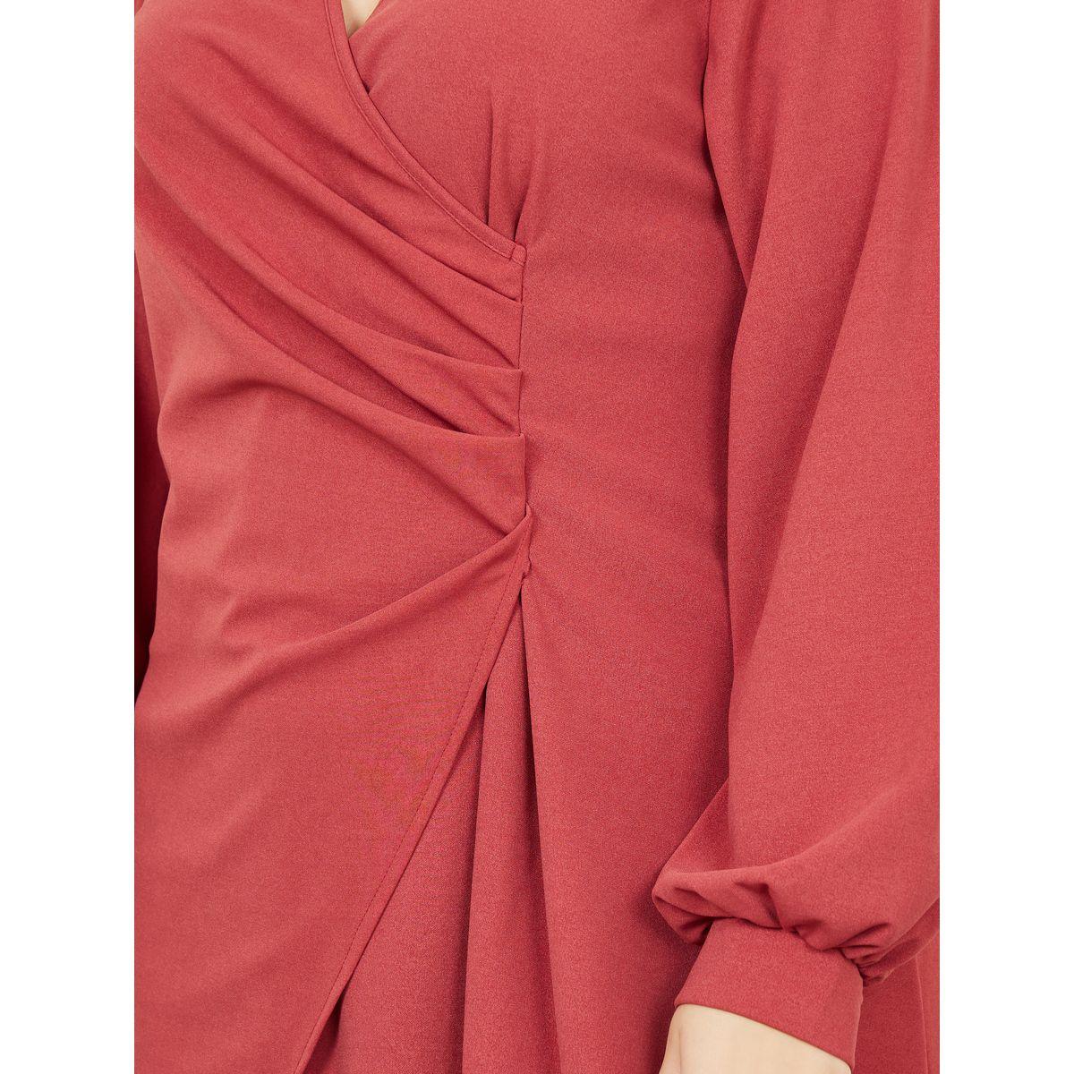 Styli Plus Pleated Collared A-line Midi Dress-women-clothing-dresses-image-3