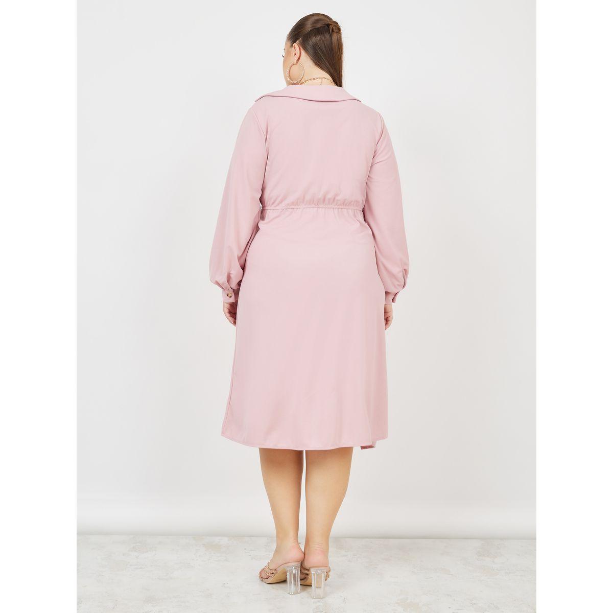 فستان ميدي بمقاس كبير وكسرات-women-clothing-dresses-image-4