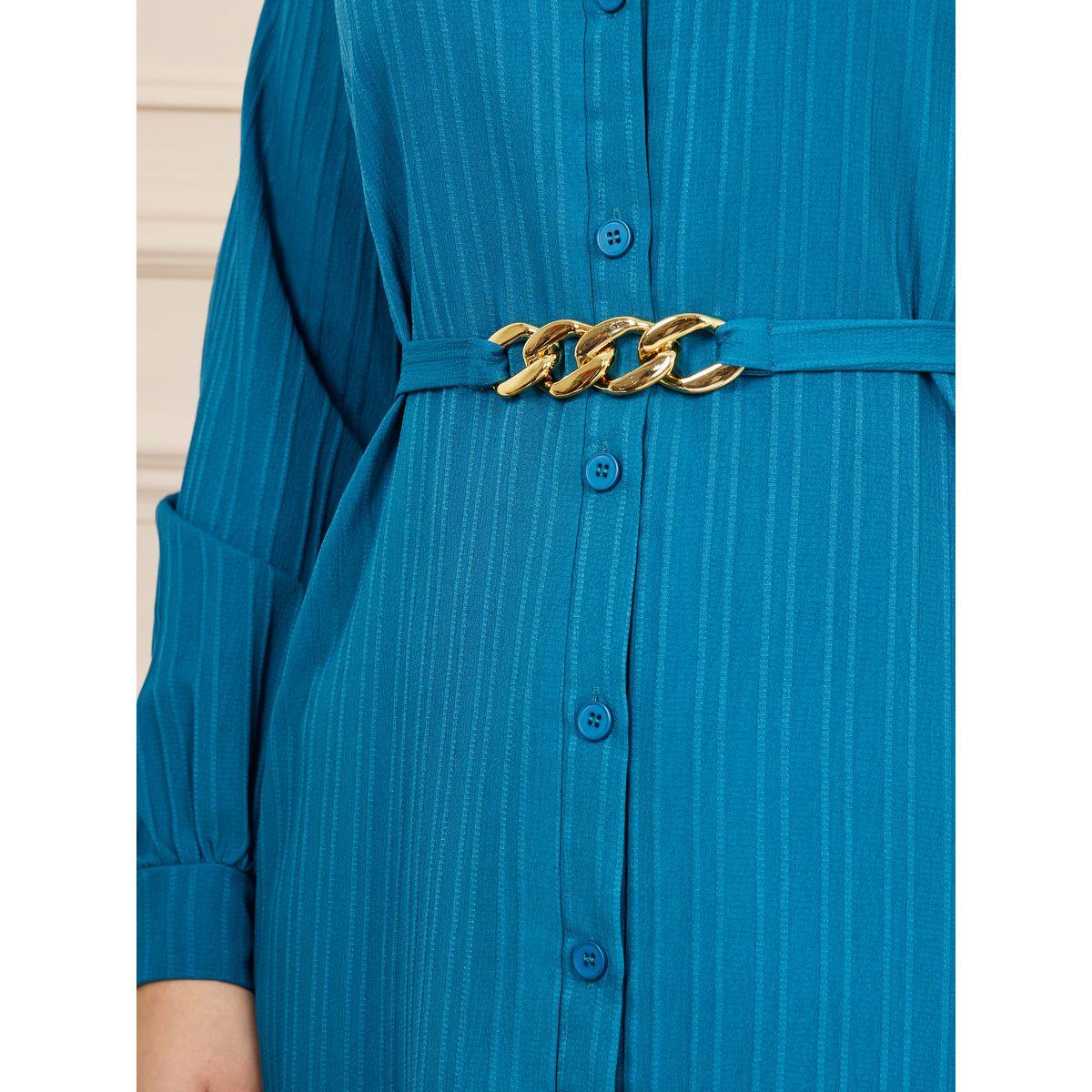 فستان ميدي بمقاس كبير وتفاصيل بارزة الملمس-women-clothing-dresses-image-3