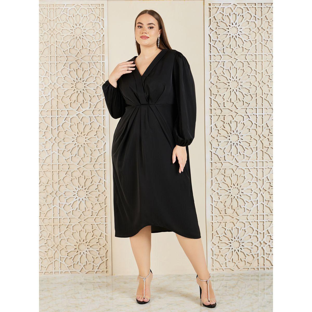 Styli Plus Lace Detail Shirt Midi Dress-women-clothing-dresses-image-1