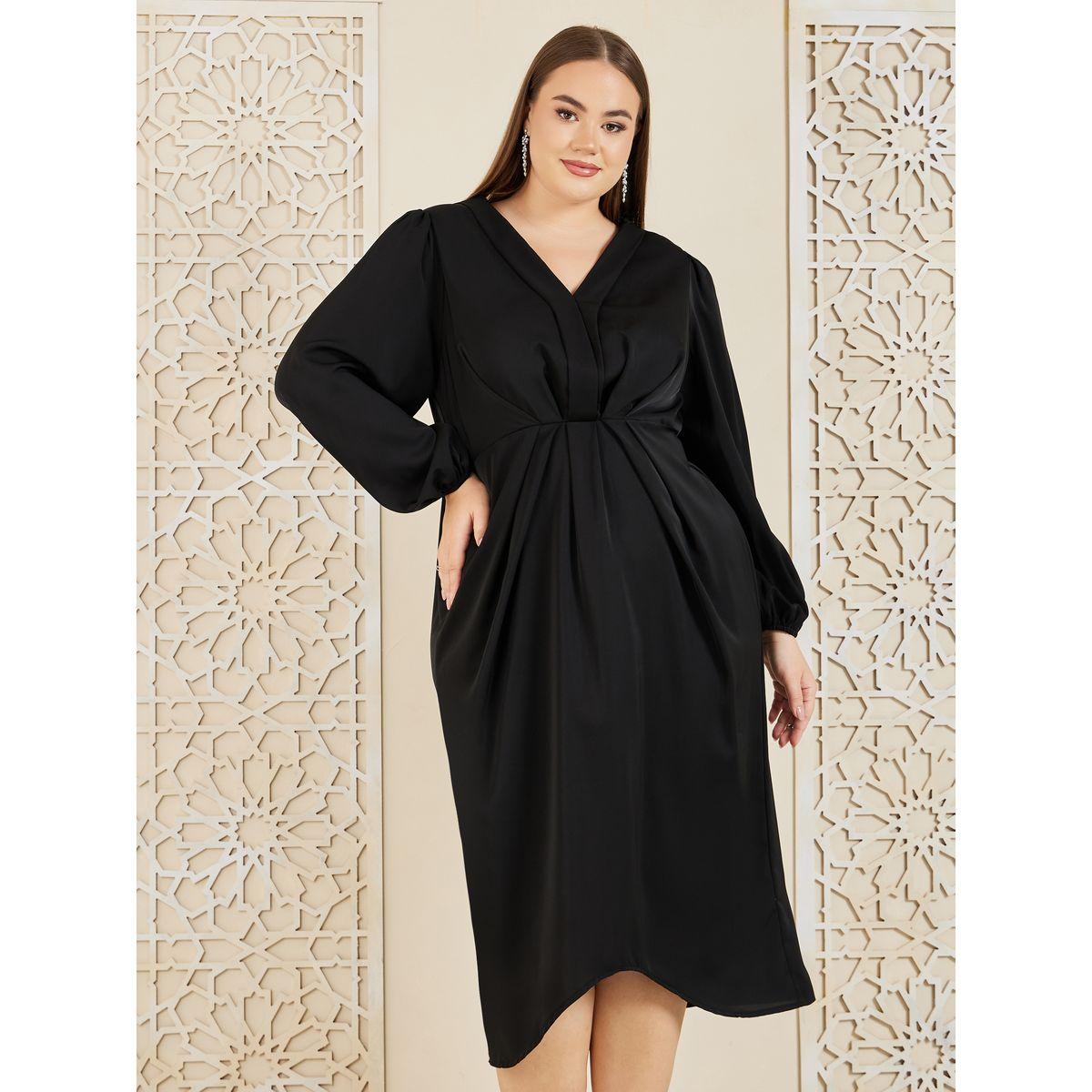 فستان ميدي بمقاس كبير وتفاصيل دانتيل-women-clothing-dresses-image-2