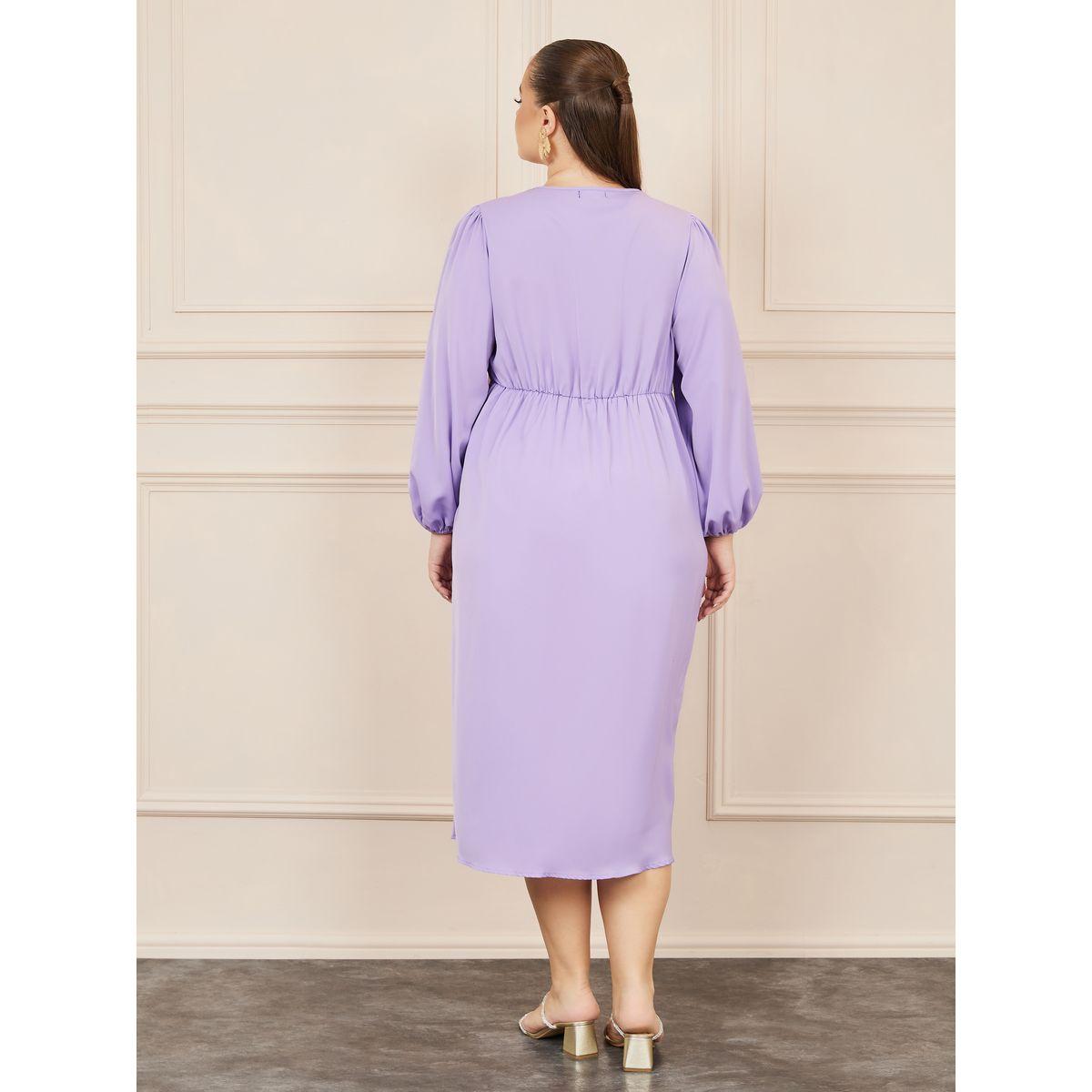 فستان ميدي بمقاس كبير وتفاصيل كسرات-women-clothing-dresses-image-4