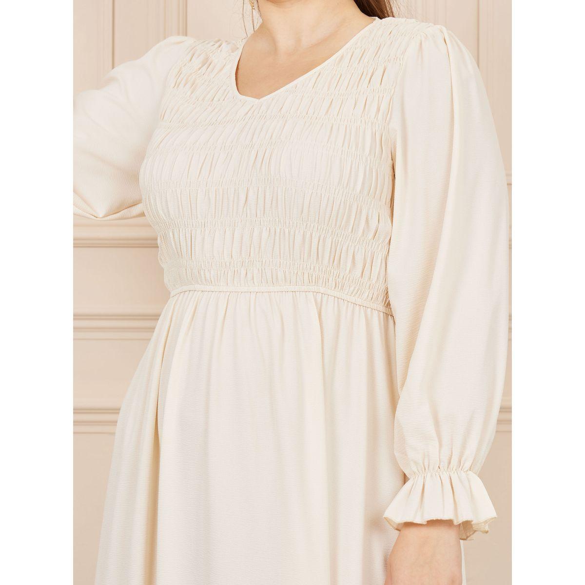 Styli Plus Shirred Detail A-Line Maxi Dress-women-clothing-dresses-image-3
