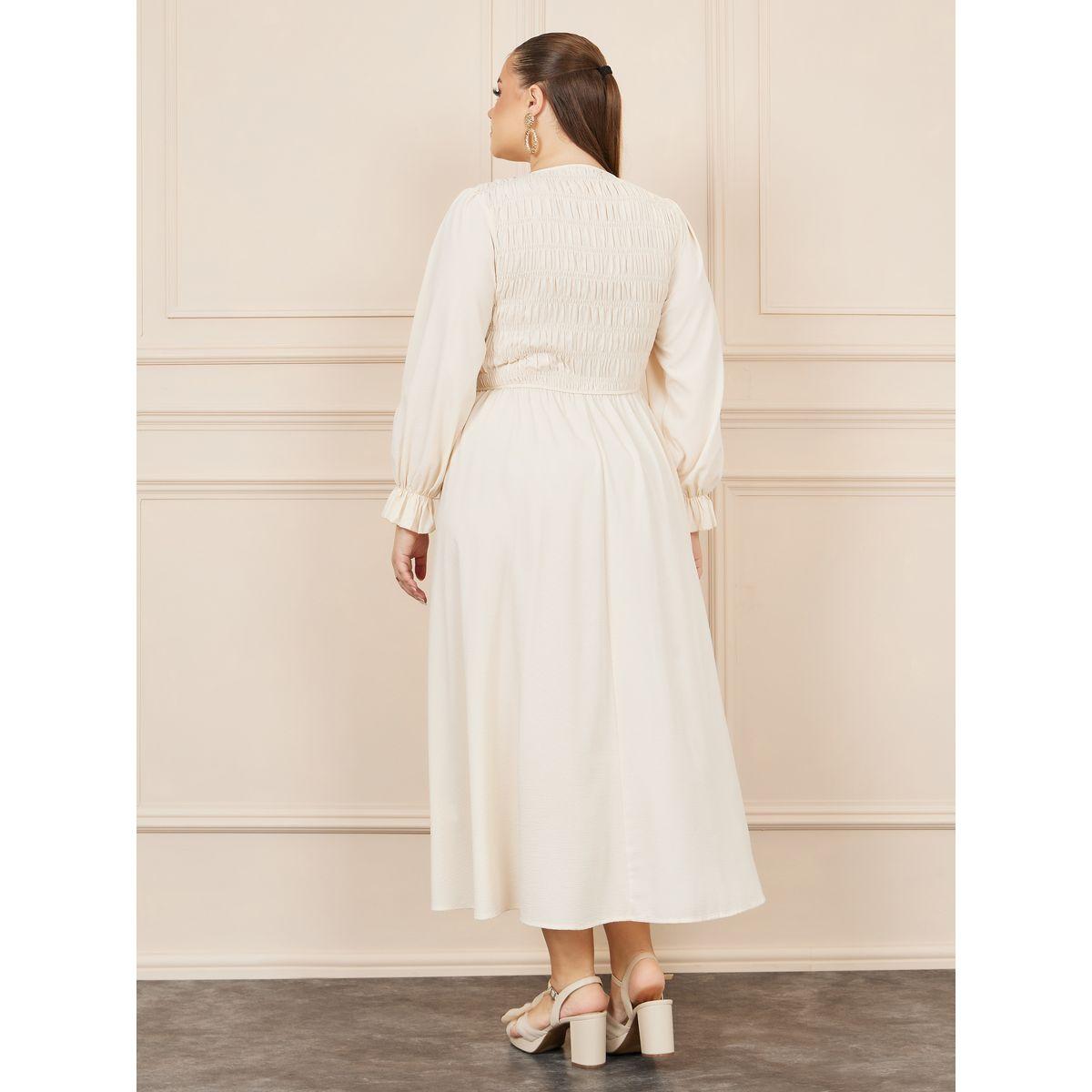 Styli Plus Shirred Detail A-Line Maxi Dress-women-clothing-dresses-image-4