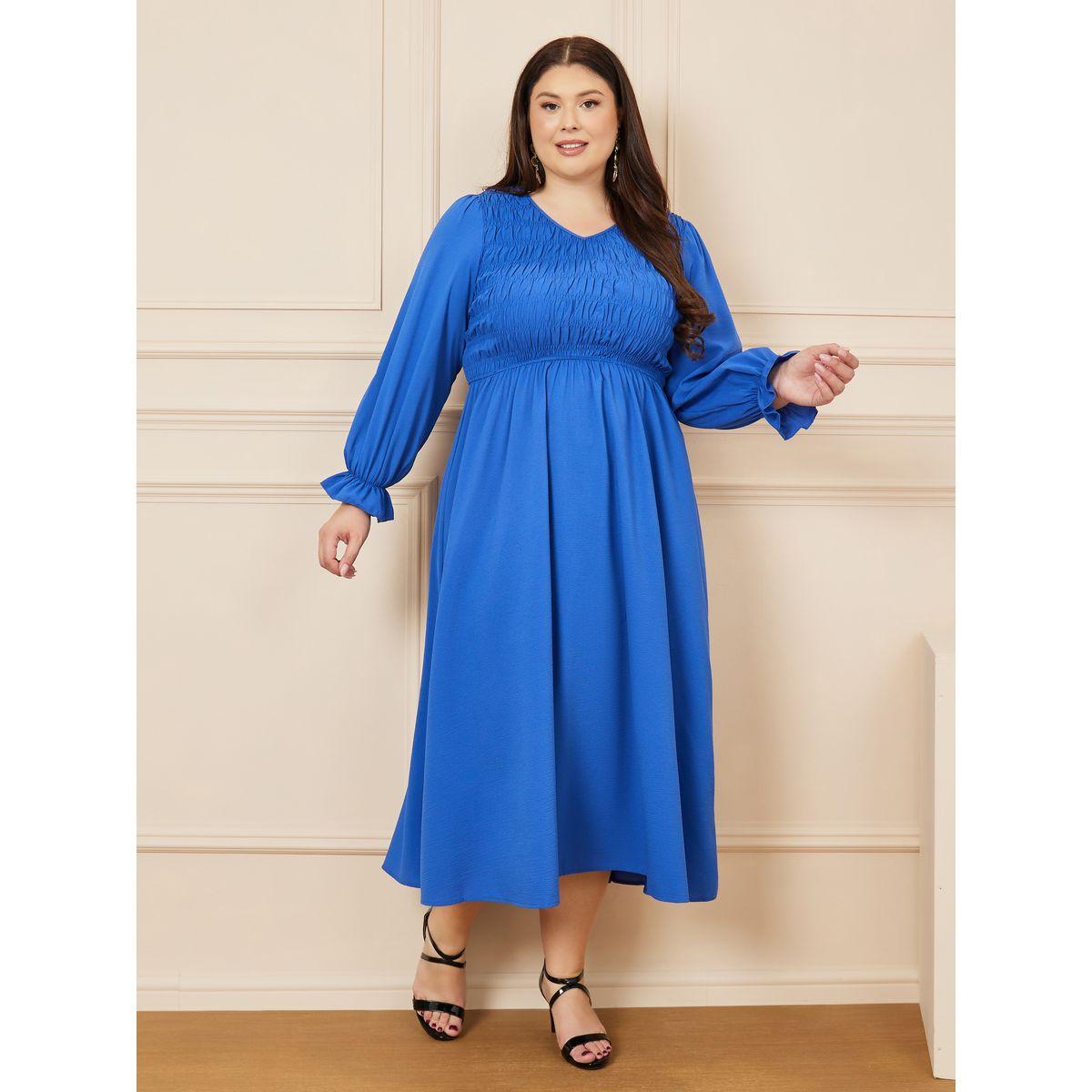 فستان ميدي بمقاس كبير باكمام طويلة-women-clothing-dresses-image-1