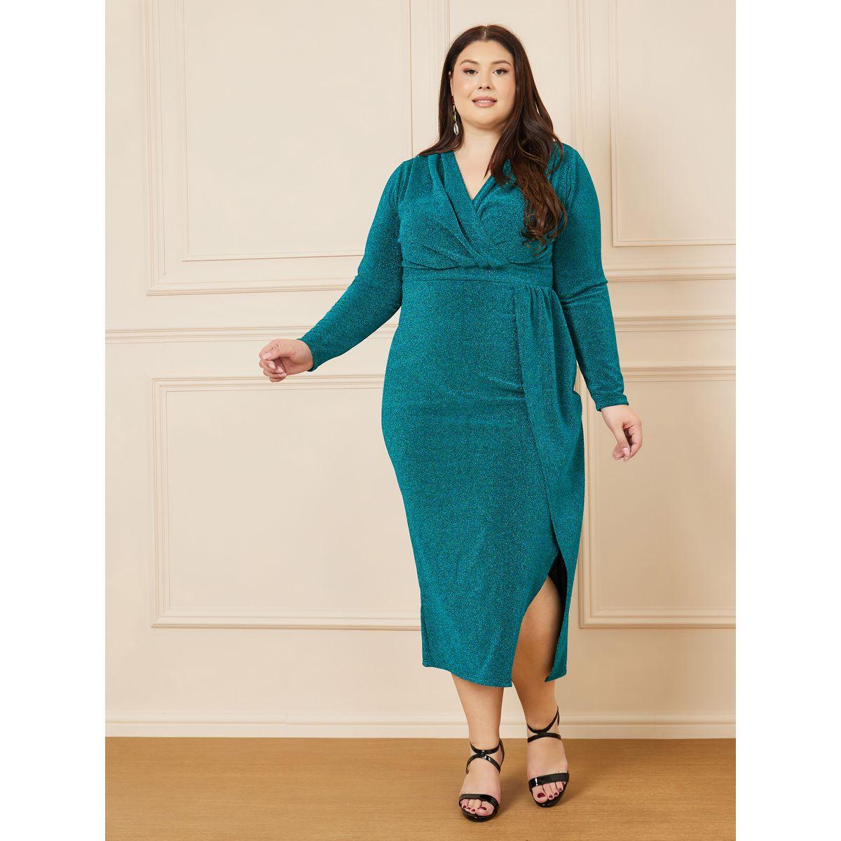 فستان ميدي بديكون بمقاس كبير وتفاصيل براقة-women-clothing-dresses-image-2