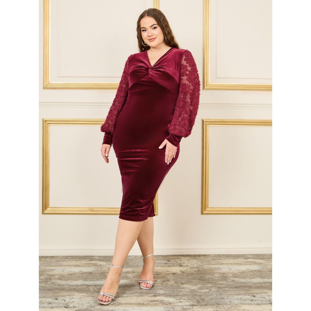 Styli Burnout Textured Velvet Bodycon Midi Dress-women-clothing-dresses-image-2