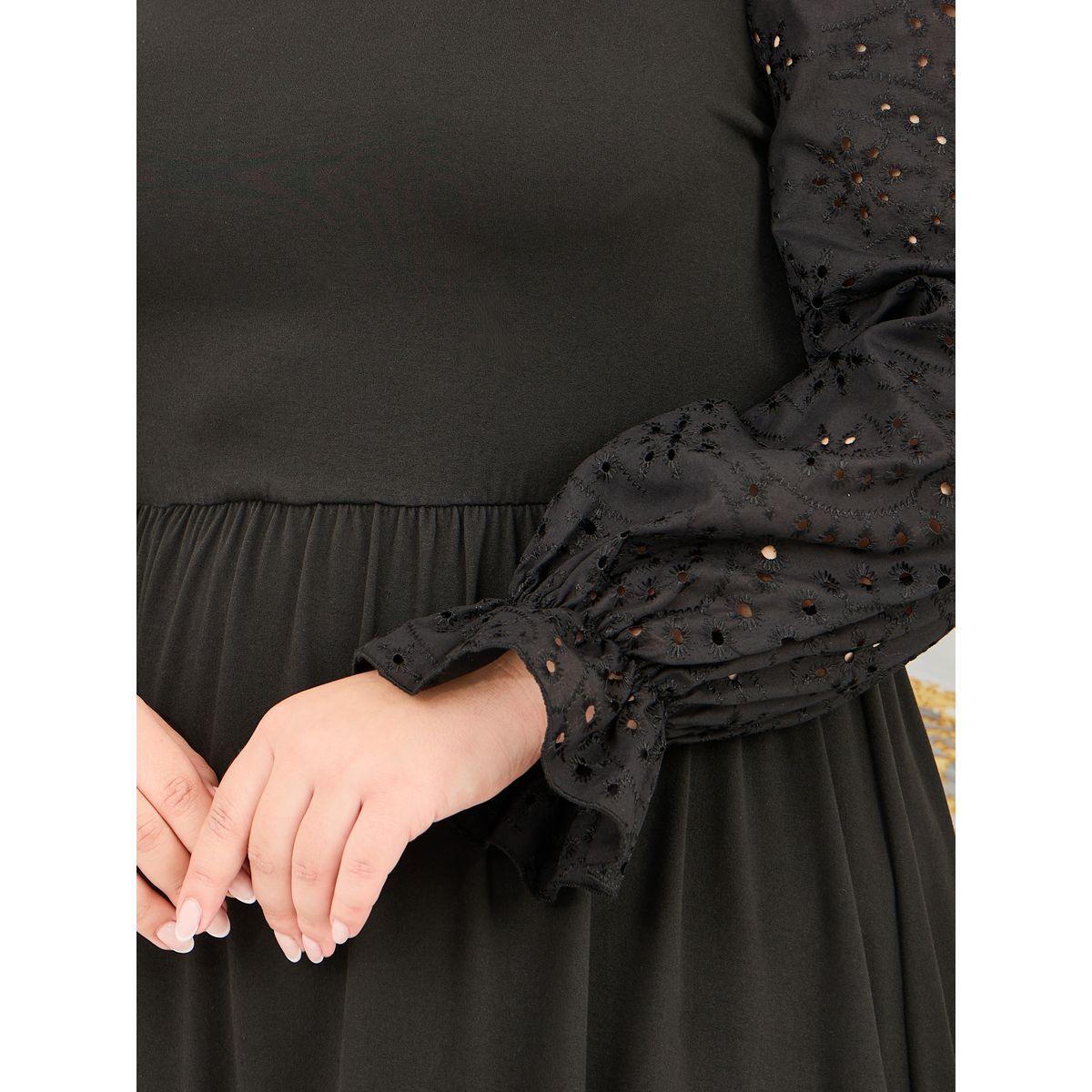 Styli Plus Schiffli Detail A-Line Midi Dress-women-clothing-dresses-image-3